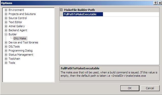 Selecting Make.exe path from atmel studio 6.0